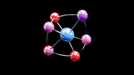 Obraz premium Colorful Atomic Structure on Dark Background
