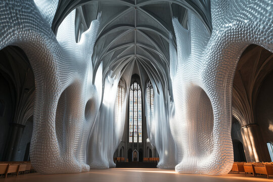 Gothic Cathedral with Inflatable ETFE Plastic Bubble Wrap for Contemporary Architecture