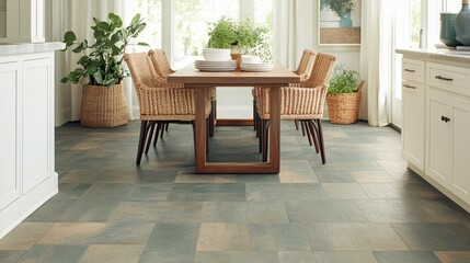 Modern Kitchen Dining Room Tile Floor Interior Design