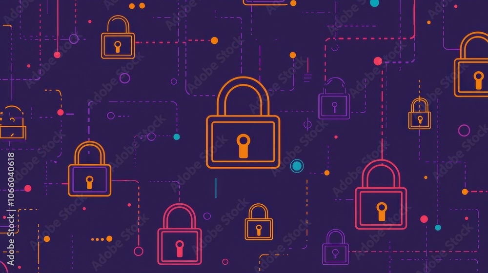 Aufkleber abstract digital security concept with locks and nodes