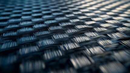 Fototapeta premium Close-up of a Woven Black Fabric with a Diagonal Pattern