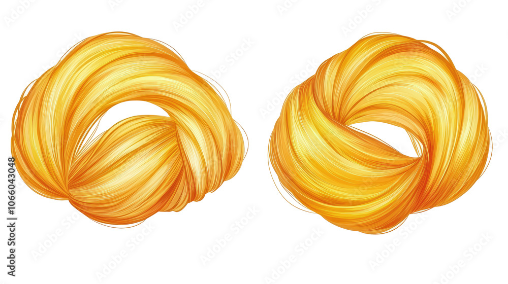Poster golden locks styled in elegant swirls on a clear background generative ai
