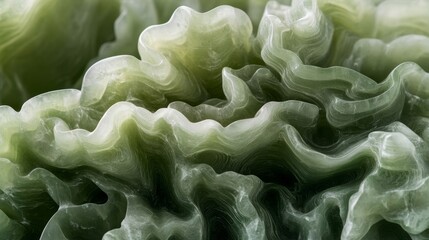 Obraz premium Close-up of Green, Wavy, Semi-Translucent Mineral with Intricate Patterns