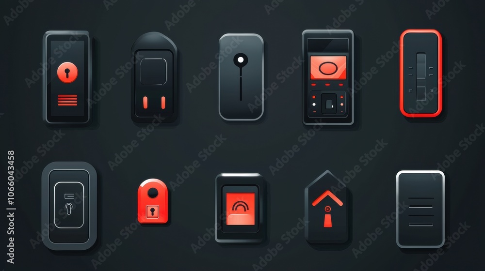 Poster Modern Digital Interface with Colorful Control Buttons