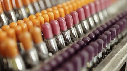 Colorful Lipstick Dupes in Neat Rows for Beauty Display