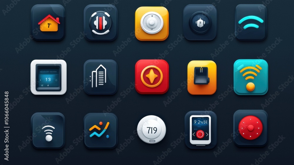 Poster modern user interface icons for mobile applications