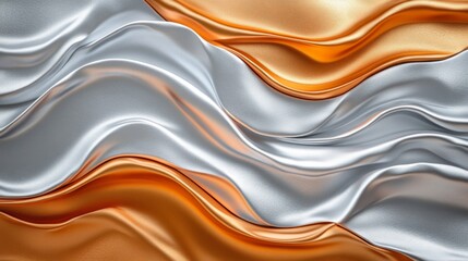 Obraz premium Abstract Draped Silver and Gold Fabric