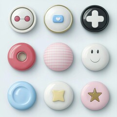 User interface buttons, GUI button UI elements isolated on white background