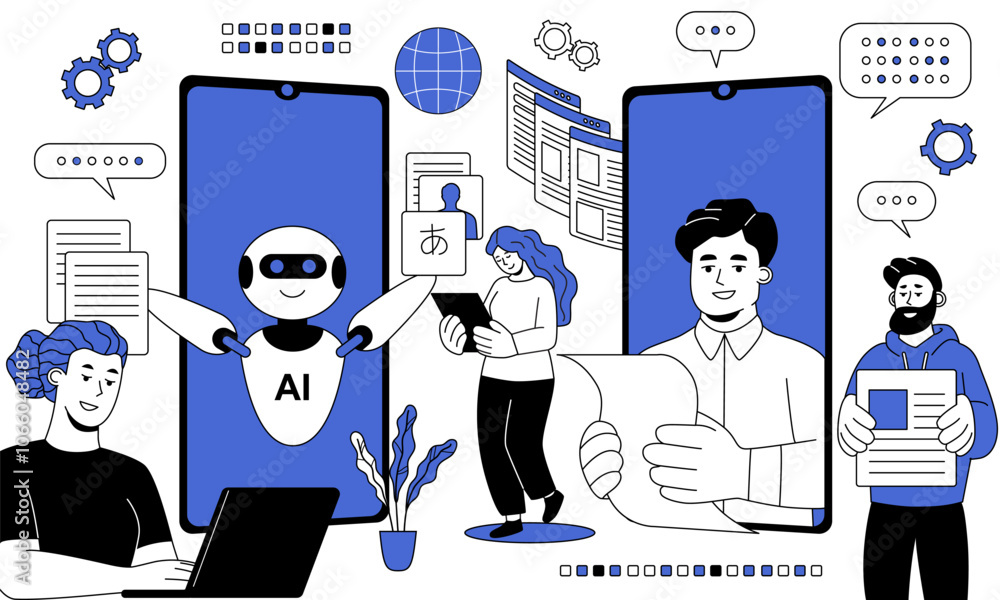 Poster artificial intelligence vs human. data analysis using ai and neural networks or human expertise. cho