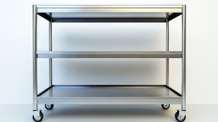 Modern Metal Cart with Wheels and Open Shelves