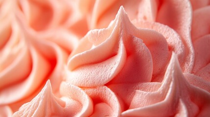Close-up of Swirled Pink Frosting with a Soft, Smooth Texture