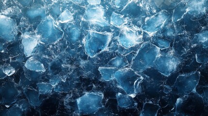 Obraz premium A Close-Up View of Icy Blue Chunks and Cracks