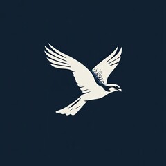 Fototapeta premium White Bird in Flight Against a Dark Blue Background