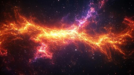 Fototapeta premium Cosmic Nebula with Fiery Orange and Purple Glowing Clouds