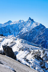 冠雪の北アルプスの槍ヶ岳