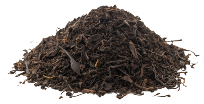 PNG Black tea leaves pile black soil ingredient.