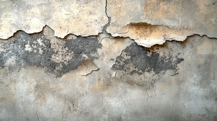 Obraz premium Close-up of a cracked and peeling wall with a textured surface.