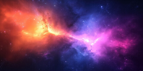 Fototapeta premium Vibrant cosmic nebula: stunning display of orange, purple, and blue starscapes