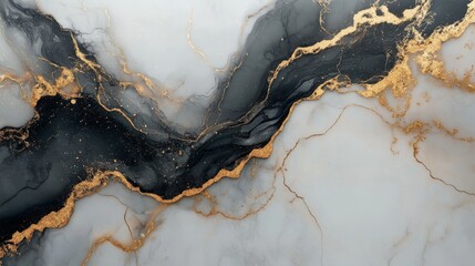 Obraz premium Elegant Marble Texture with Black and Gold Veining