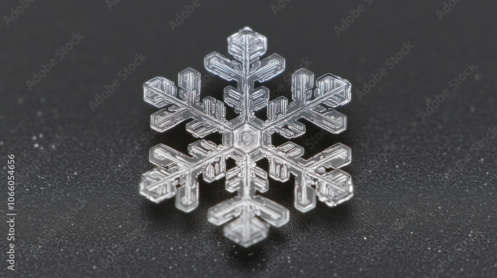 Poster A Detailed Close-Up of a Single Snowflake with Complex Geometry