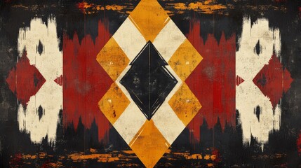 Fototapeta premium Abstract Geometric Pattern on a Distressed Wood Surface