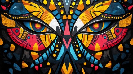 Abstract Geometric Pattern with Two Eyes and Symmetrical Design