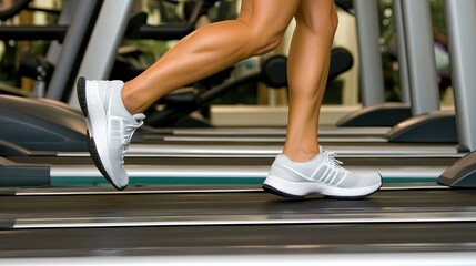 A person running on a treadmill at the gym, with a focus on maintaining a weekly goal of 150 minutes of cardio exercise.