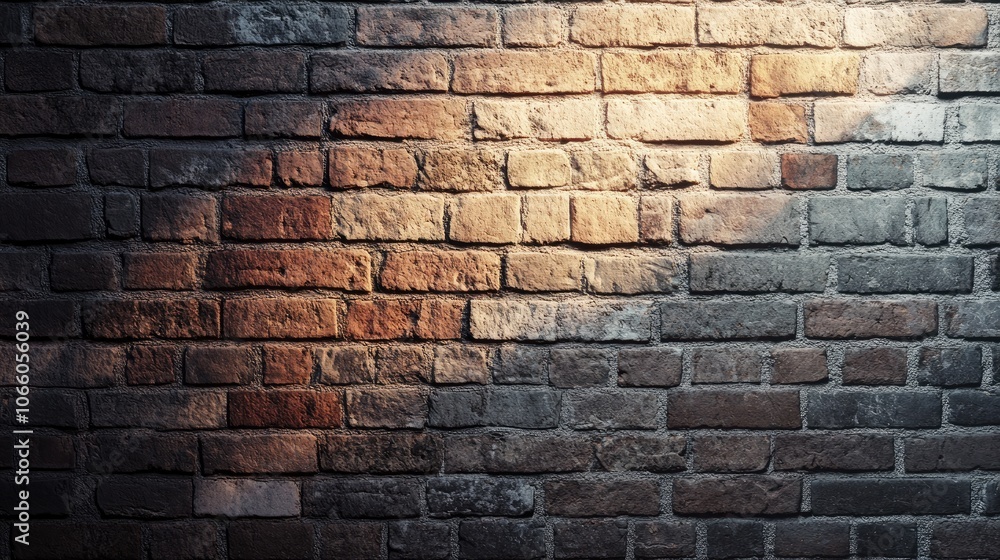 Poster a stylish gradient brick wall, transitioning from light to dark shades, creating a modern and textur