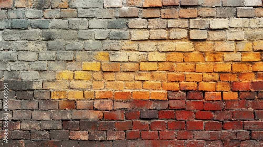 Poster a stylish gradient brick wall, transitioning from light to dark shades, creating a modern and textur