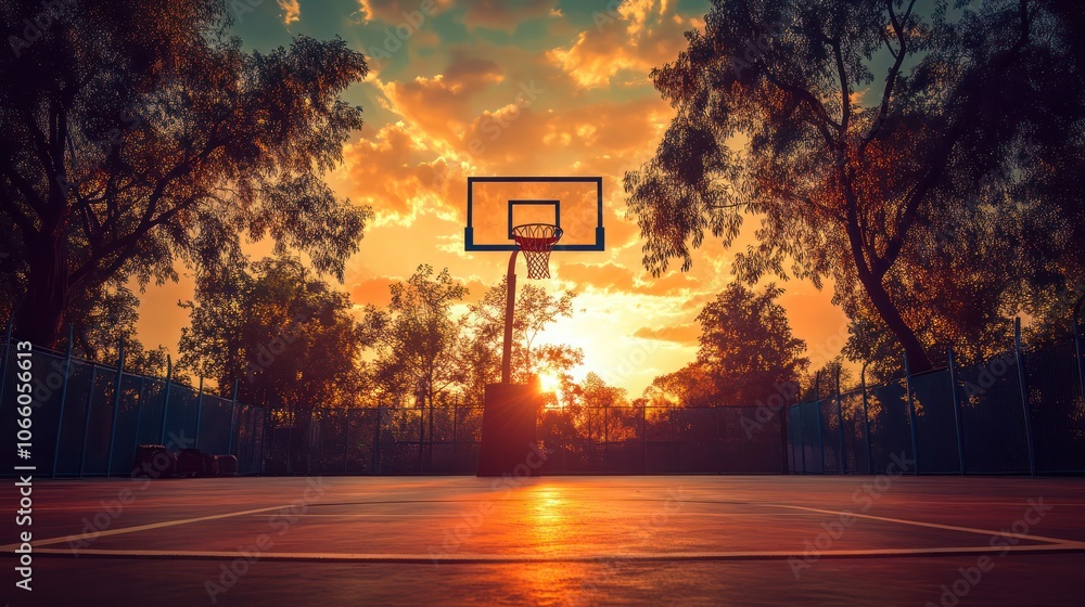 Sticker Basketball hoop in the sunset