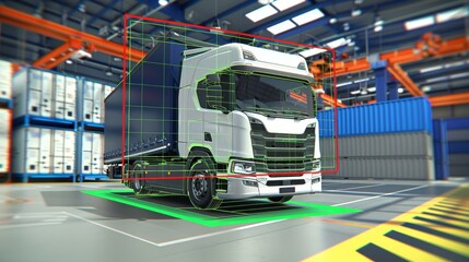 Naklejka premium Real time cargo tracking utilizing geolocation technology for enhanced logistics efficiency