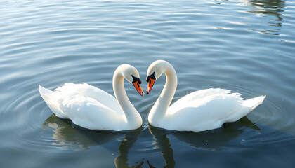 Naklejka premium love swans while curling isolated with white highlights, png
