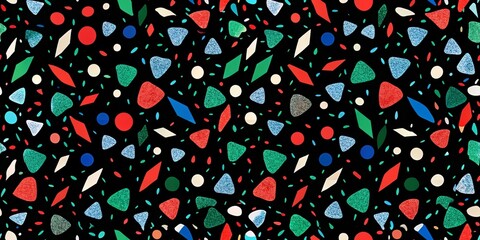 Naklejka premium Colorful geometric pattern with abstract shapes on black background