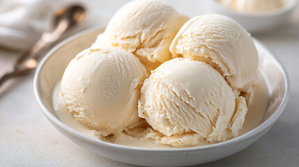 Partially melted vanilla ice cream creamy liquid aroma