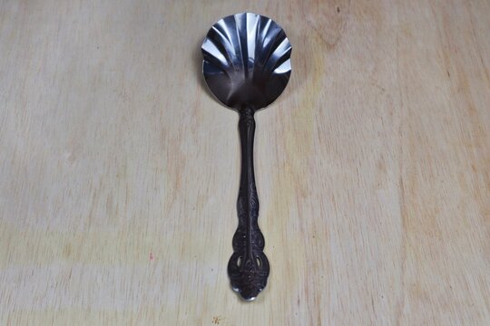 Close-up of a metal tablespoon