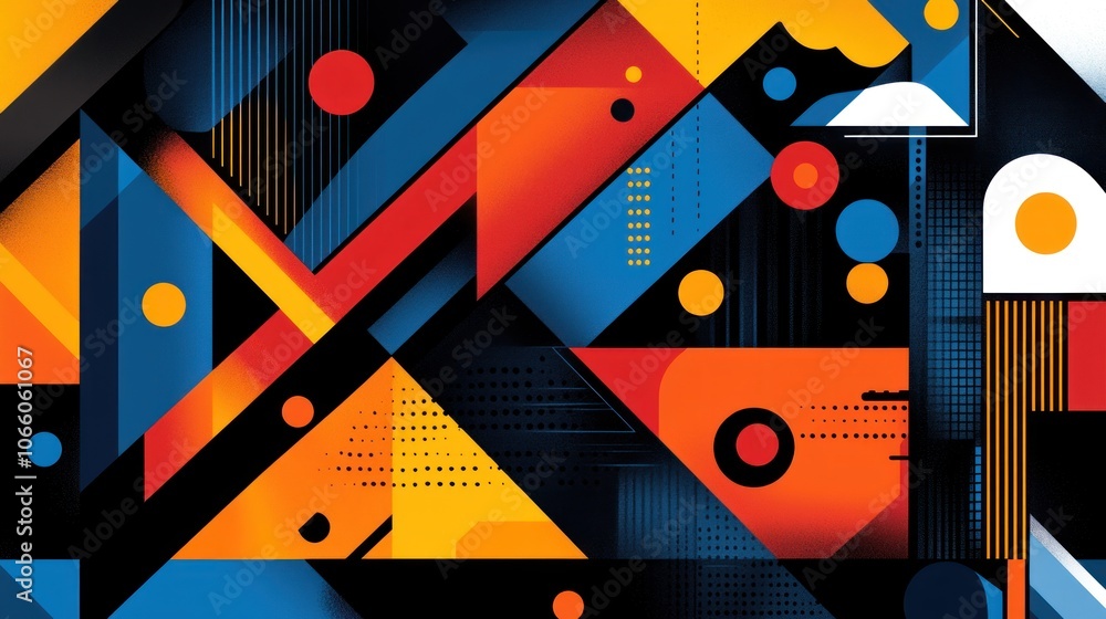 Poster Abstract Geometric Design with Vibrant Colors and Patterns
