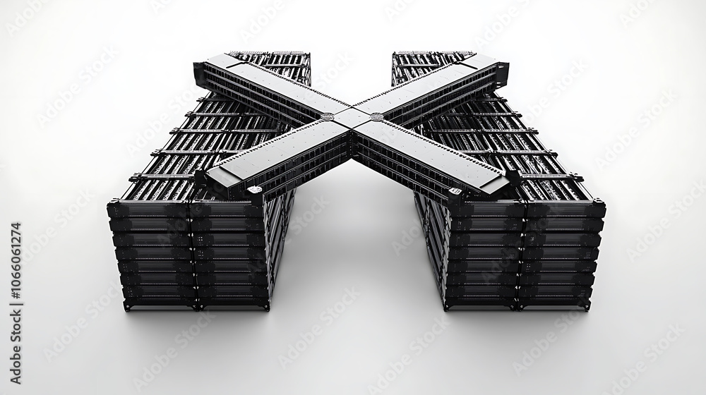 Poster Server racks forming an x sign, symbolizing compute power from social media data