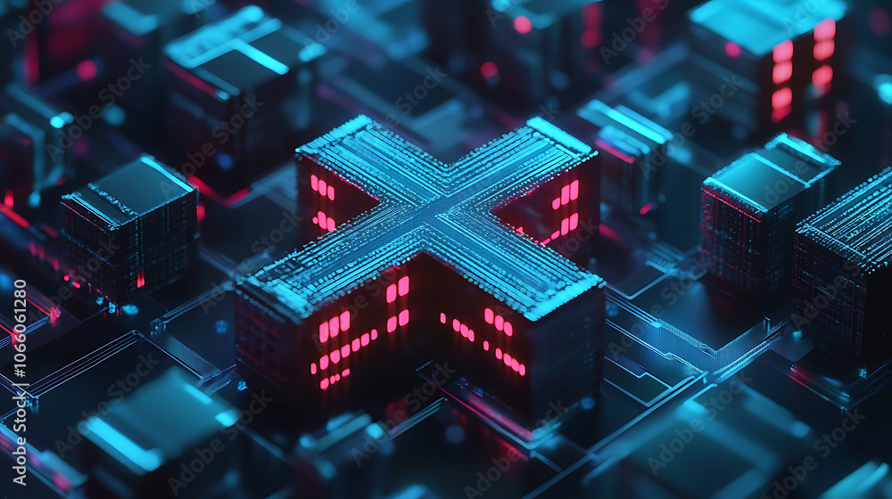 Poster Server racks forming an x sign, symbolizing compute power from social media data