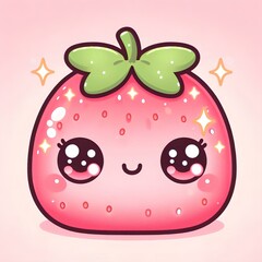 kawaii strawberry drawing for prints, stickers, frames, logo, etc, generative ai