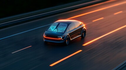 Obraz premium Futuristic Electric Car Highway
