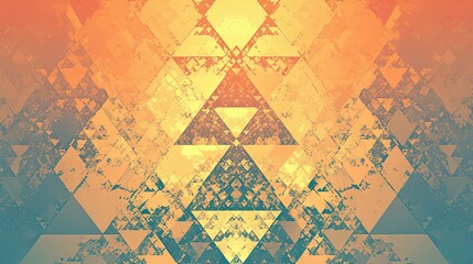 Fototapeta premium Abstract Geometric Pattern with Orange, Yellow, and Teal Triangles