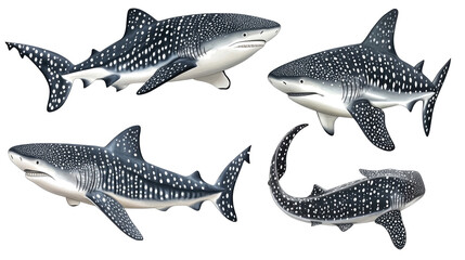 Obraz premium Collection of Whale Sharks Swimming in Deep Ocean Waters Generative AI
