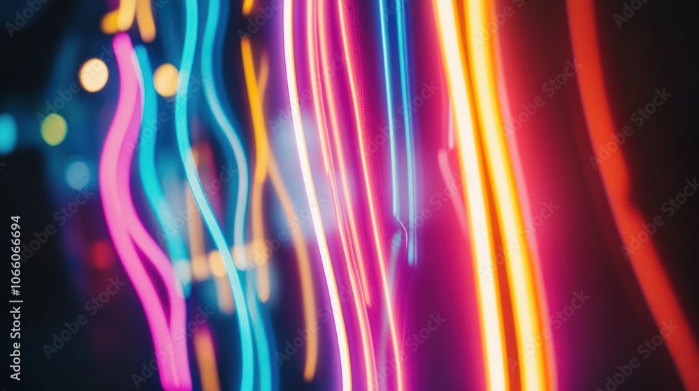 Poster Abstract Neon Lights Creating Wavy Patterns