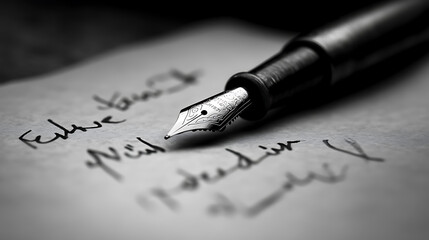 Fototapeta premium Close-up of a last will written with fountain pen