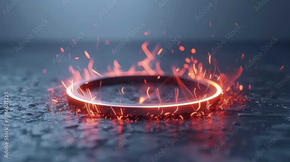Poster stunning visuals of realistic fire burning rings create a mesmerizing and dynamic background for any