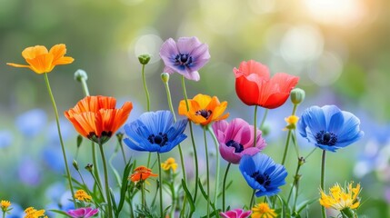 Vibrant blooms dance in the sunlight, creating a stunning abstract backdrop that captures the essence of springtime joy.