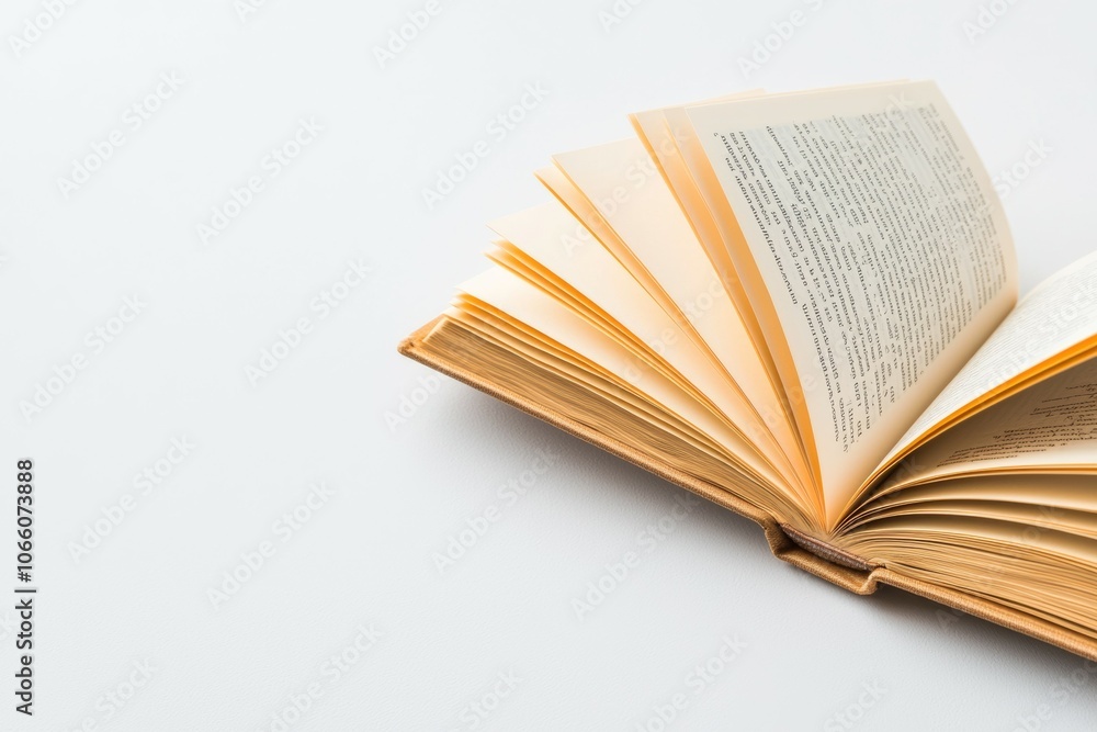 Poster a book is open to a page with a lot of writing on it