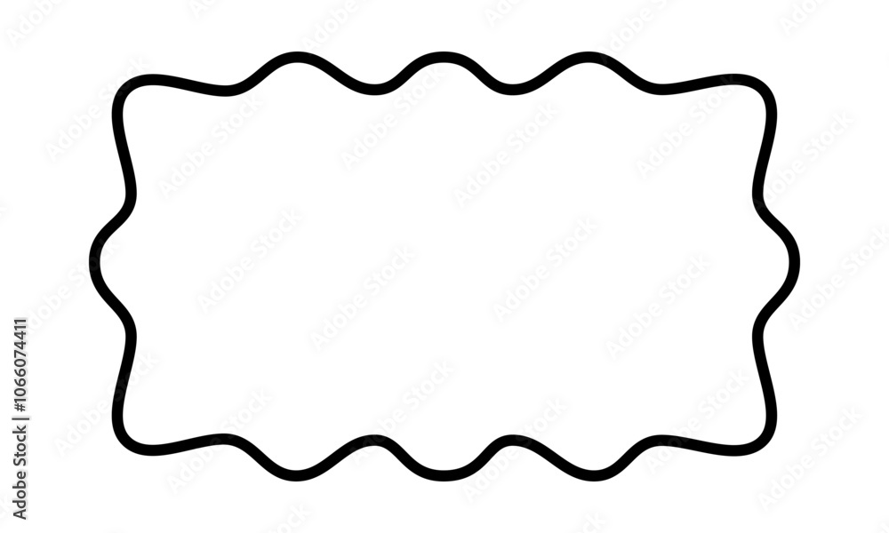 Wall mural rectangle frame with wavy edges. geometric shape with scallop borders. blank speech bubble, text box