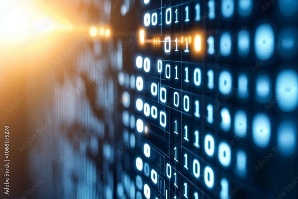 Poster a computer screen with a blue background and orange numbers