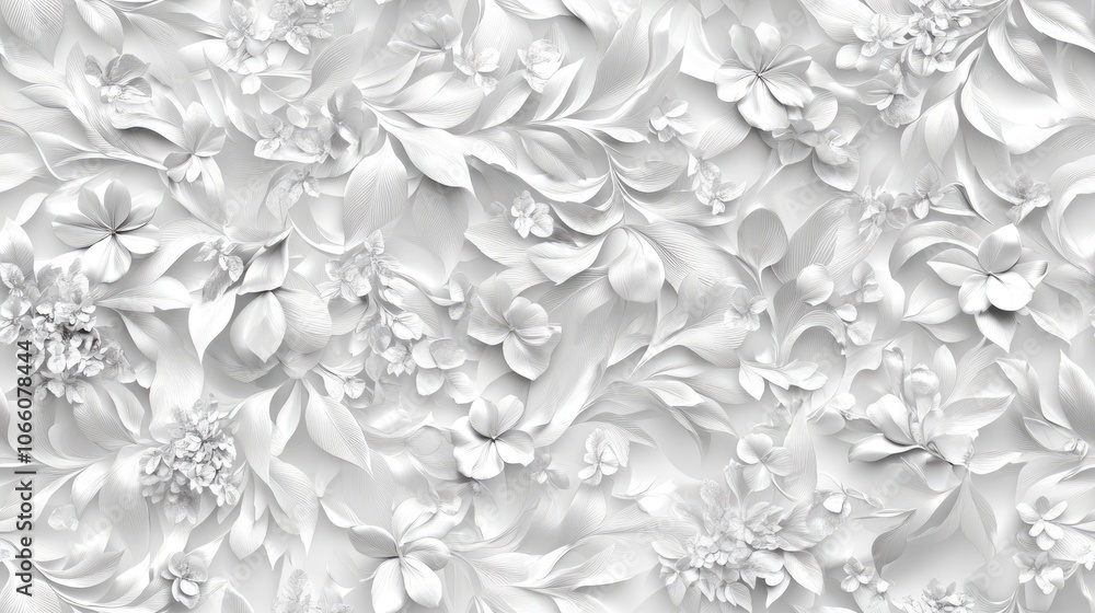 Poster reflective silver swirls and intricate filigree form a stunning seamless pattern that captivates vie